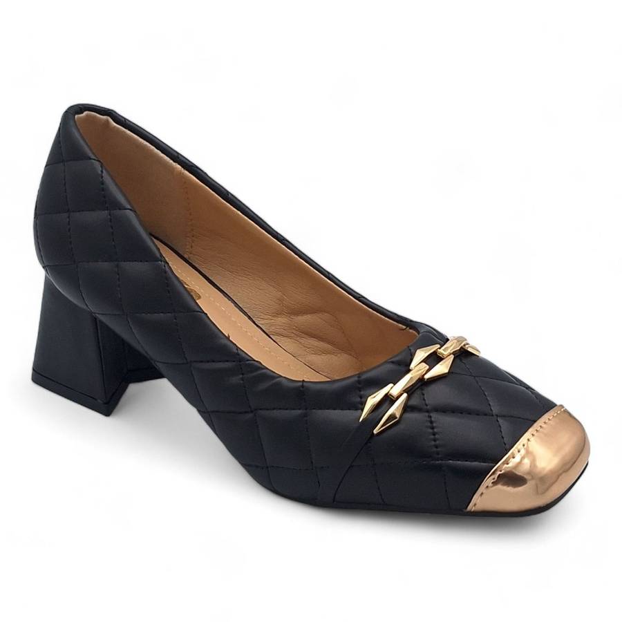 TTP Women PU Square Toe Block Heels JSF90