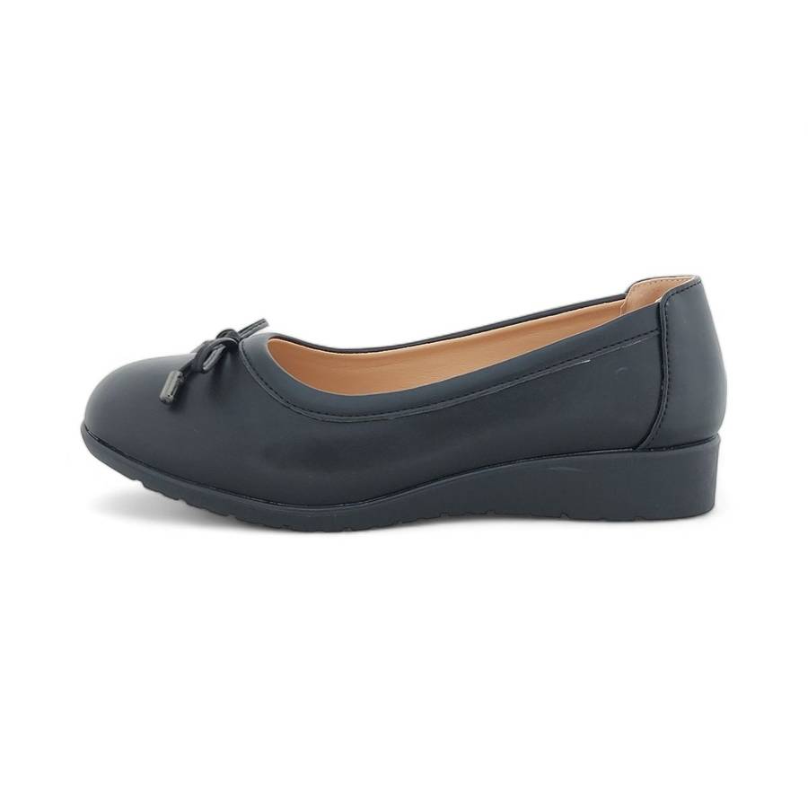 ALXIR Women Low Wedge Loafers with Bow Decor PSL4122