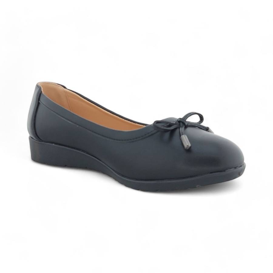 ALXIR Women Low Wedge Loafers with Bow Decor PSL4122