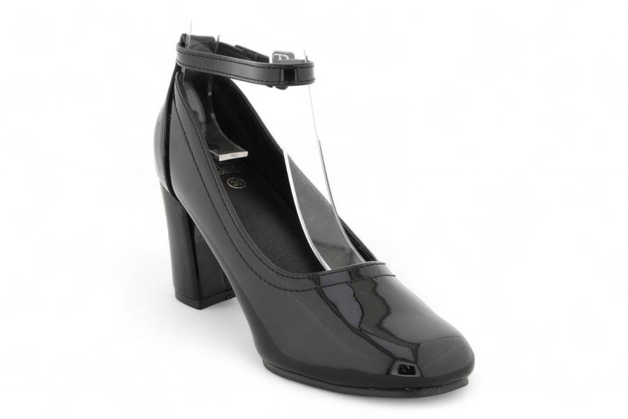 Women PU Square Toe Block Heels with Ankle Strap SR3273