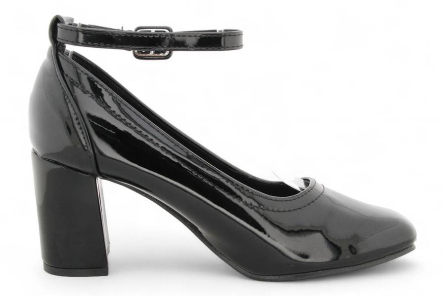 Women PU Square Toe Block Heels with Ankle Strap SR3273