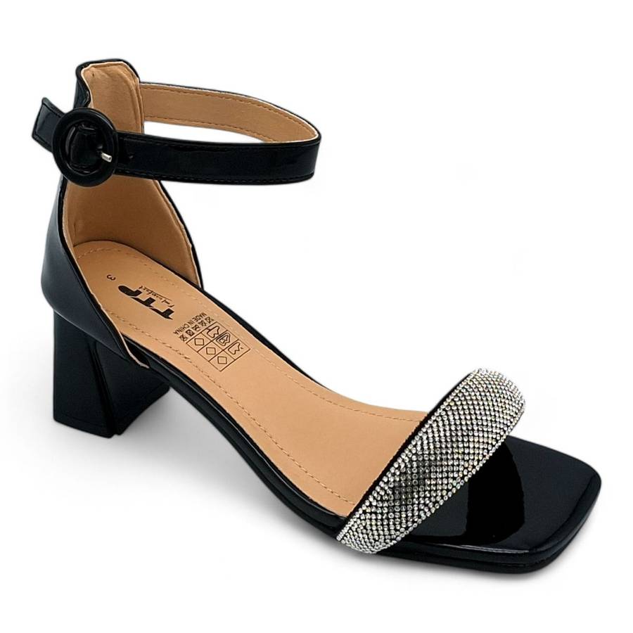 TTP Women Patent Ankle Strap Block Heel Sandals - HT008