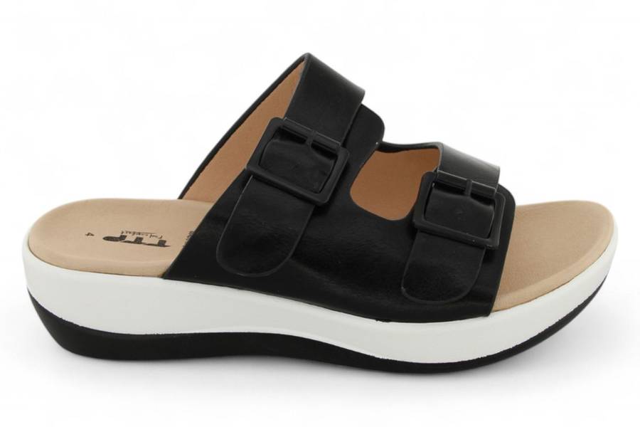TTP Women PU Dual Buckle Platform Slider HT2207-7
