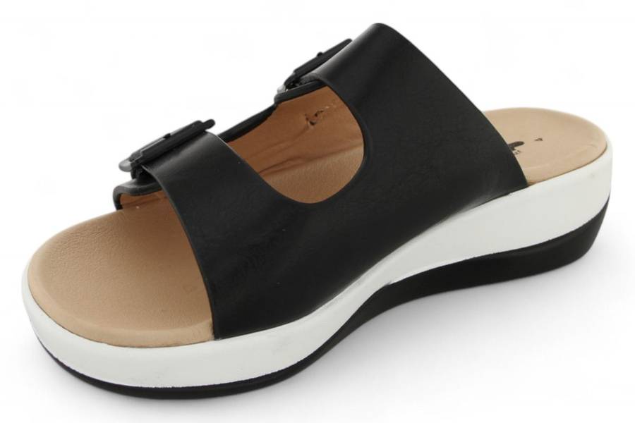 TTP Women PU Dual Buckle Platform Slider HT2207-7