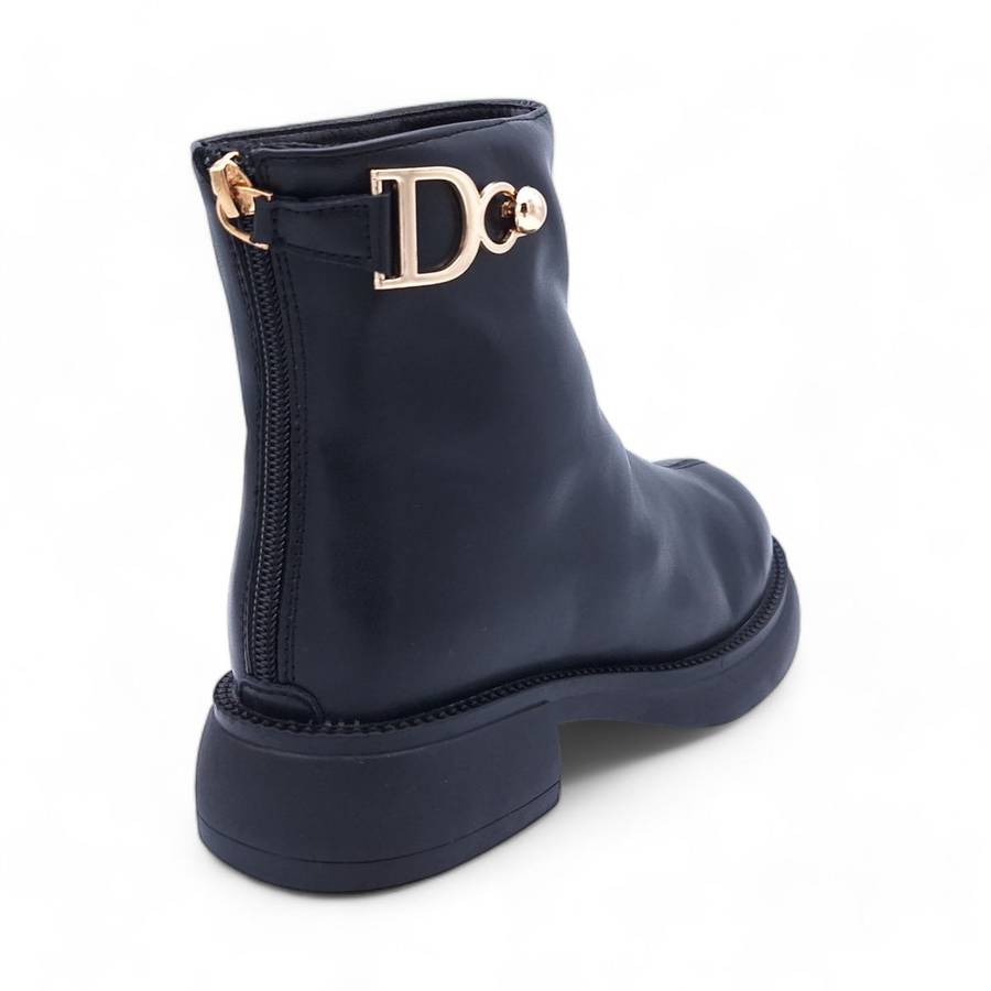 Women's Modern Simplistic Leather Ankle Boots with Back Zipper - HT2403011