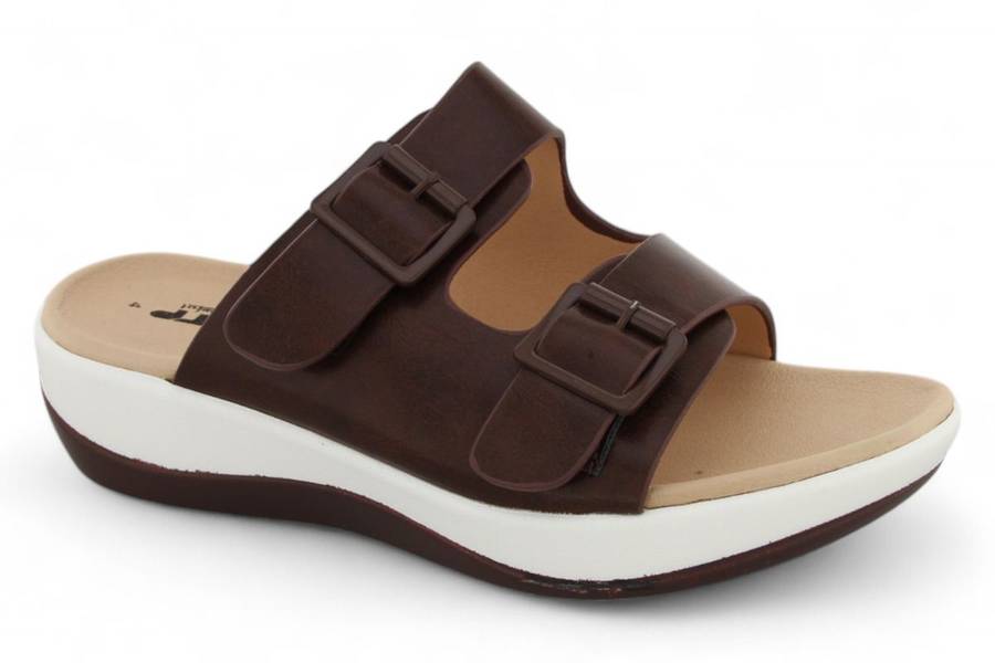 TTP Women PU Dual Buckle Platform Slider HT2207-7