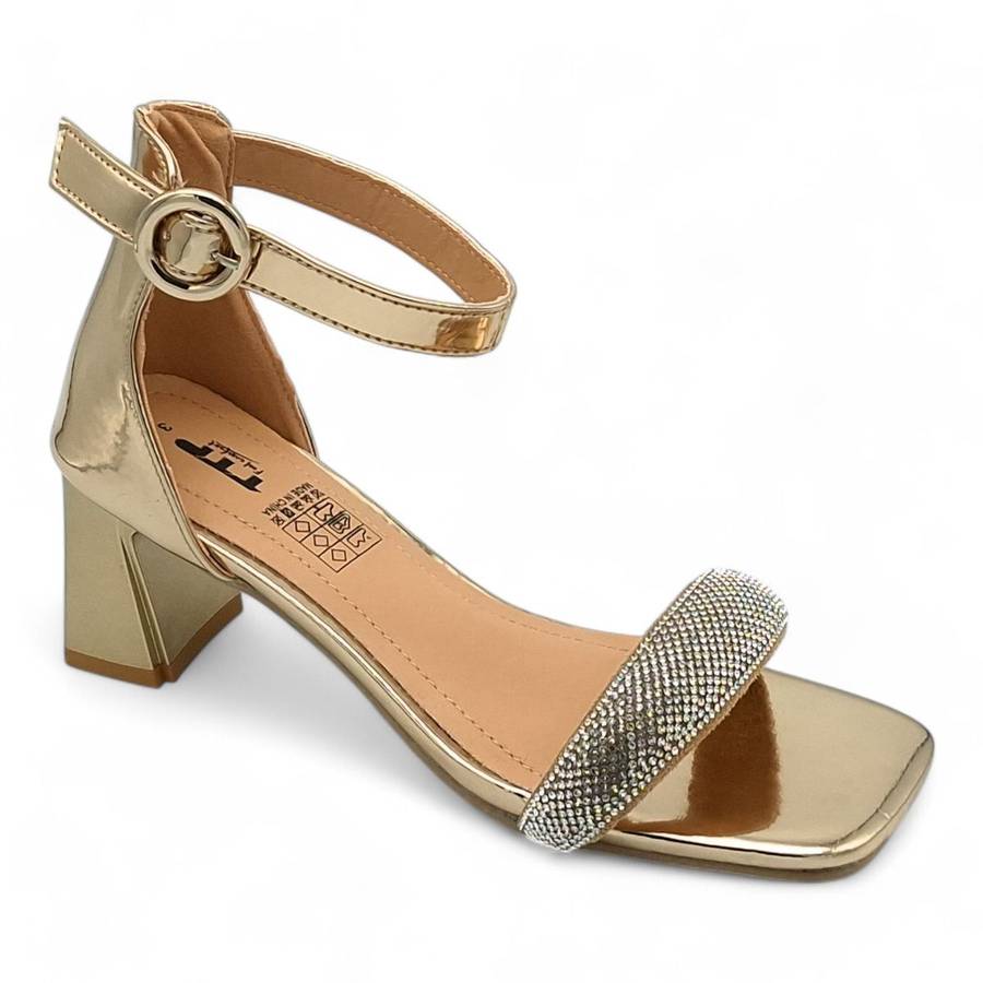 TTP Women Patent Ankle Strap Block Heel Sandals - HT008