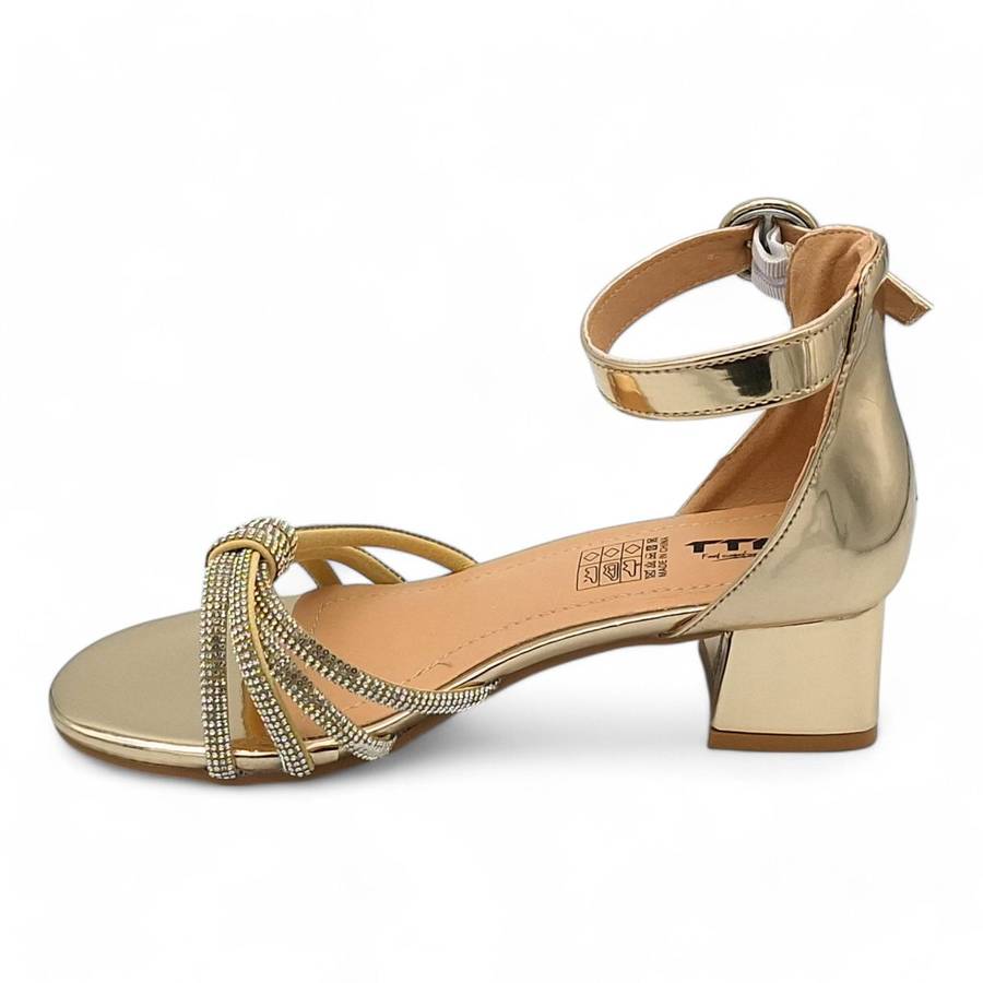 TTP Women Patent Block Heel Sandals with Embellished Bow - HT009