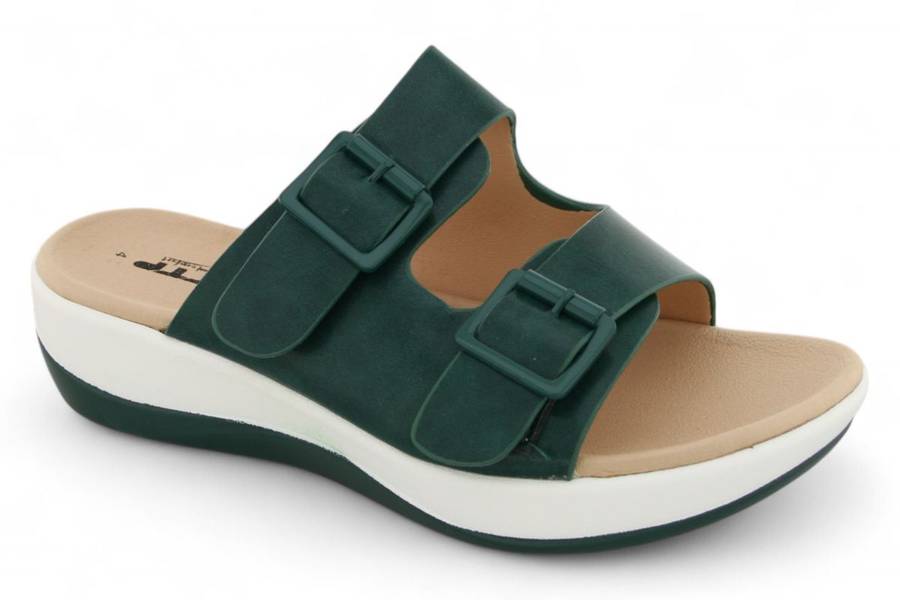TTP Women PU Dual Buckle Platform Slider HT2207-7