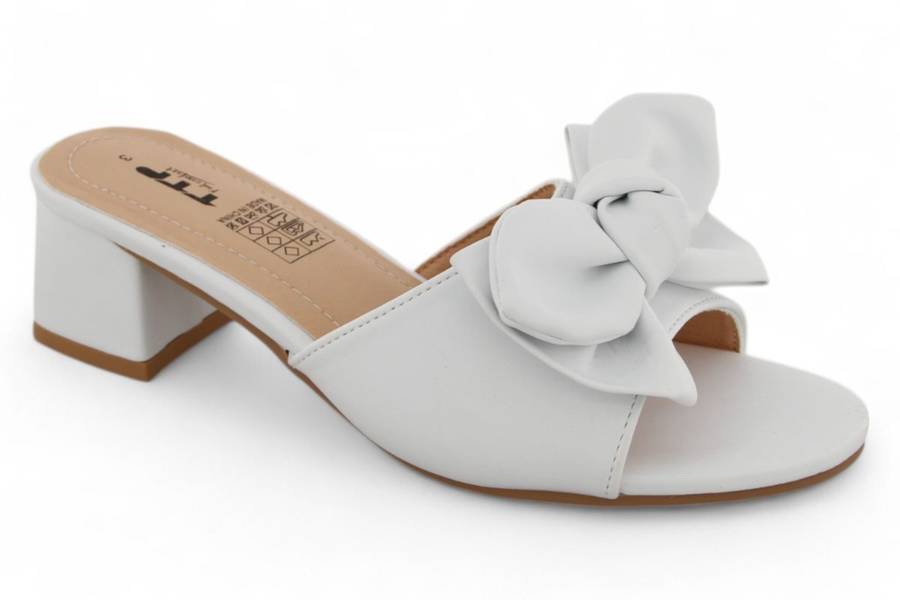 TTP Women Slip On Block Heel Sandals with Ribbon HT010