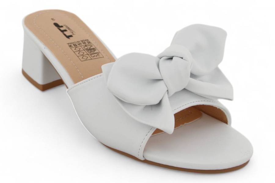 TTP Women Slip On Block Heel Sandals with Ribbon HT010