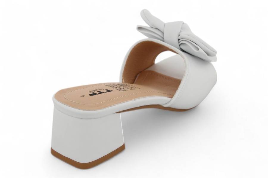 TTP Women Slip On Block Heel Sandals with Ribbon HT010