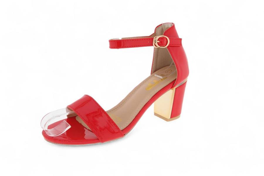 TTP Women Patent PU Block Heels with Ankle Strap JSF103