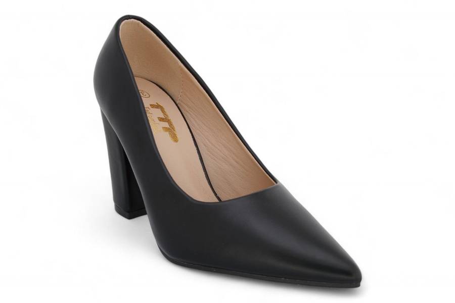 TTP Women PU Point Toe Slip On High Block Heels JSF111