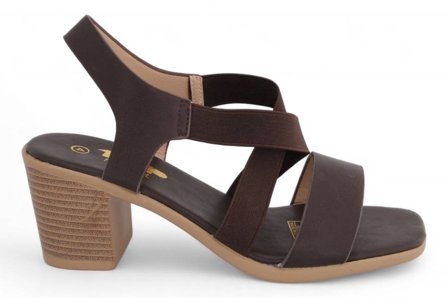 TTP Women Block Heel Elastic Strap Slip On Sandals JSF113