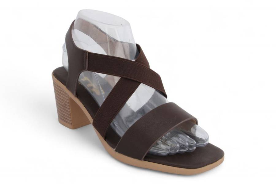TTP Women Block Heel Elastic Strap Slip On Sandals JSF113