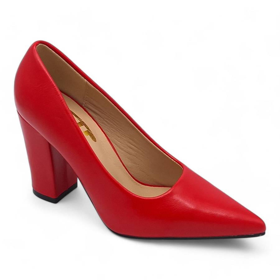 TTP Women PU Point Toe Slip On High Block Heels JSF111