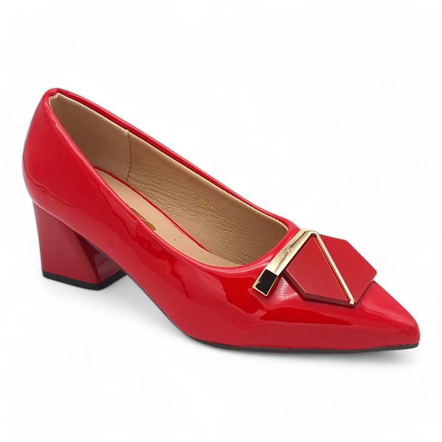 TTP Women Patent PU Block Heel Courts JSF117