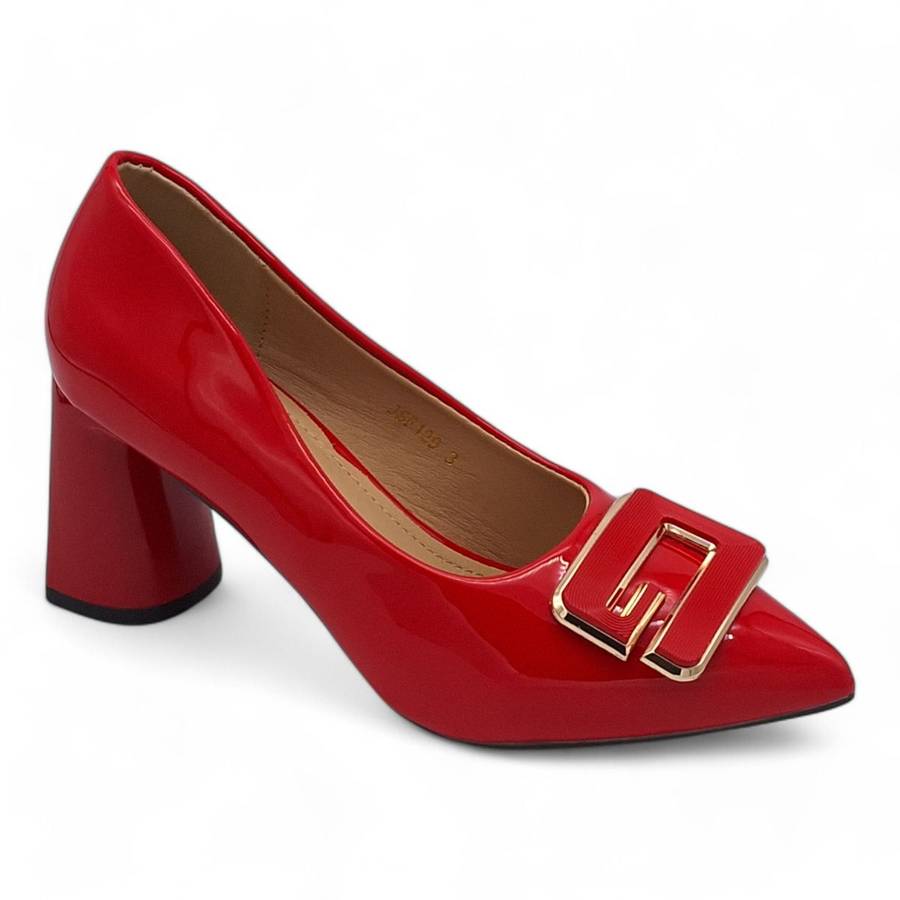 TTP Women Patent PU Block Heel Courts - JSF129