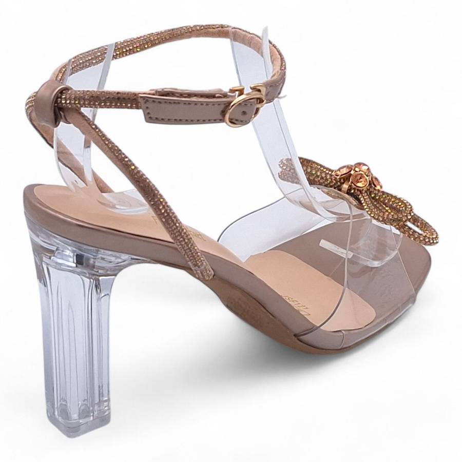 TTP Women Clear Heel Sandals with Ribbon Decor JSF121