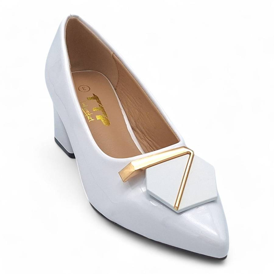 TTP Women Patent PU Block Heel Courts JSF117