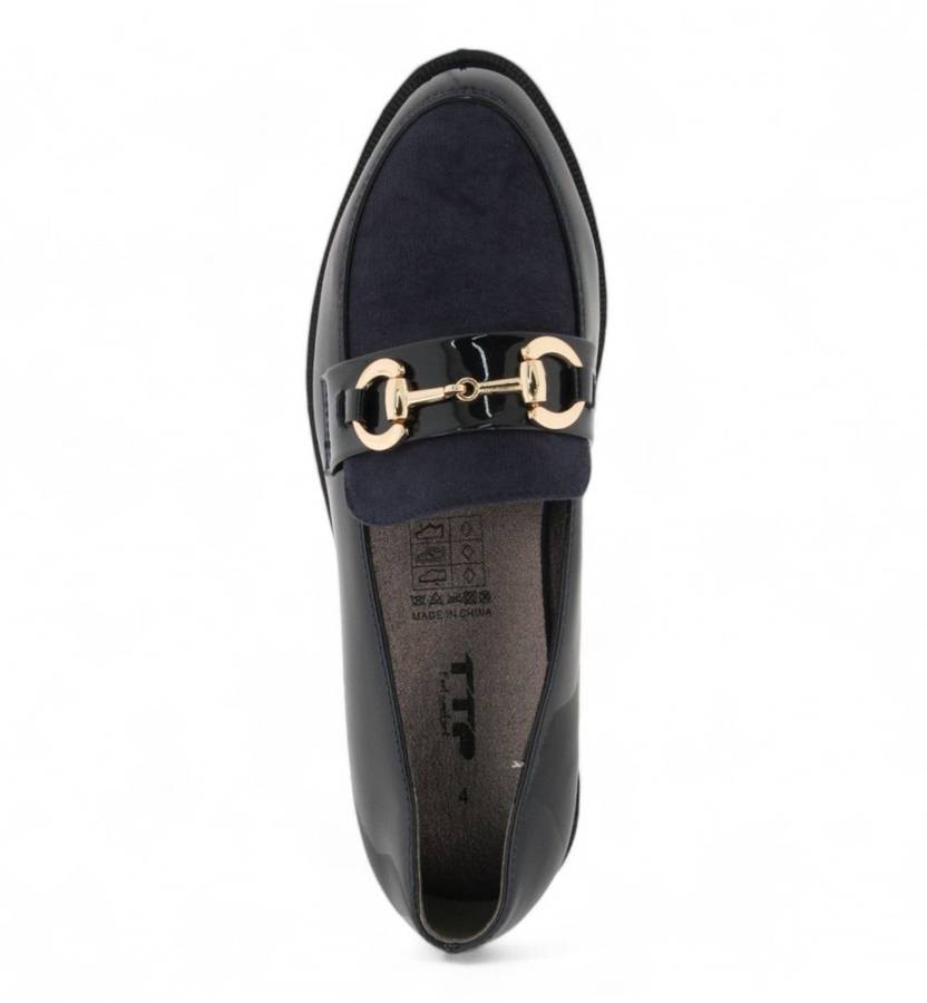 TTP Women Platform Round Toe Loafers with Link Decor HT2422-5