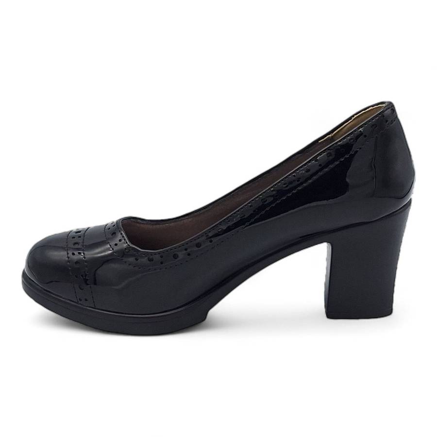 TTP Women Black Patent PU Block Heels HT3901