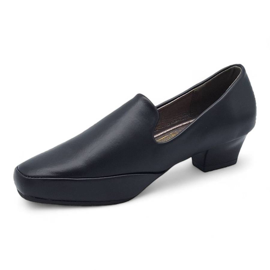 TTP Women Black PU Square Toe Block Heels HT727-5