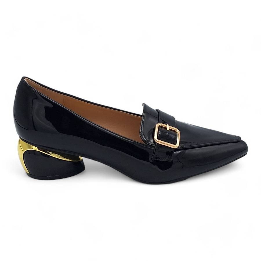 TTP Women Round Heel Point Toe Courts with Buckle Decor on Vamp JSF86