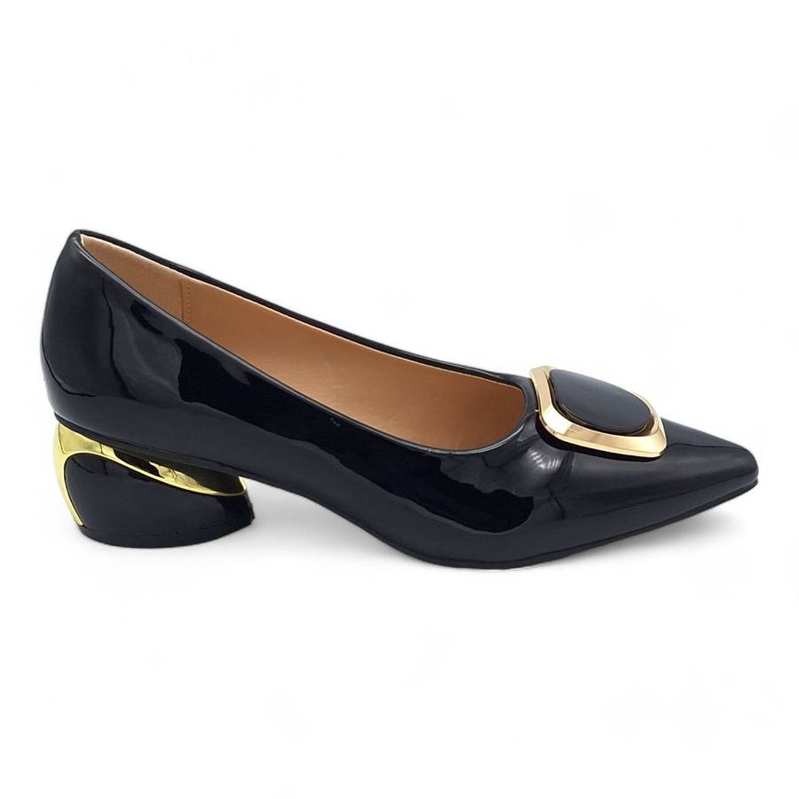 TTP Women Black Patent PU Court Heel JSF87