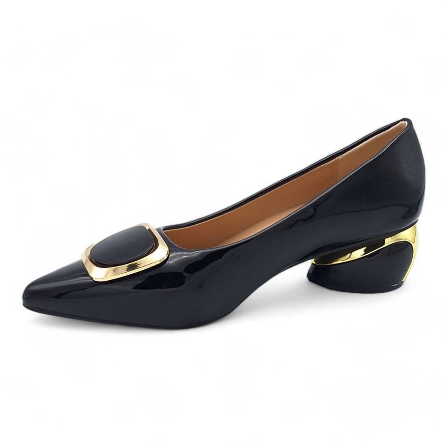 TTP Women Black Patent PU Court Heel JSF87