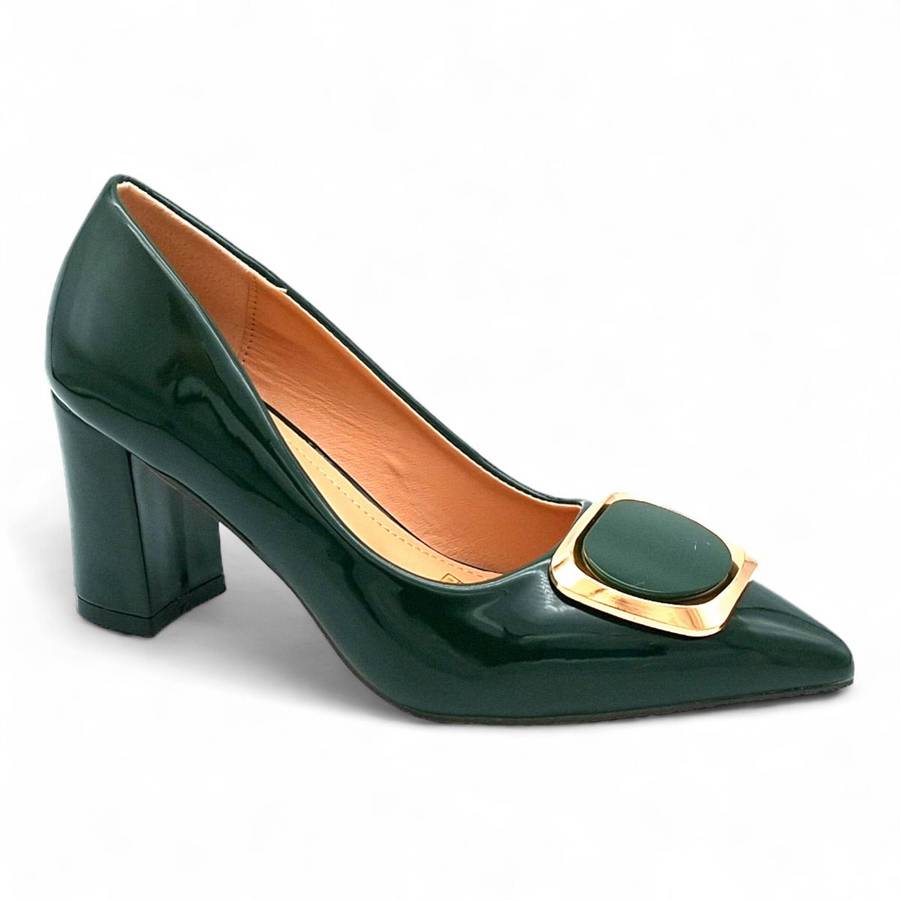 TTP Women Patent PU Block Heels with Square Decor JSF81