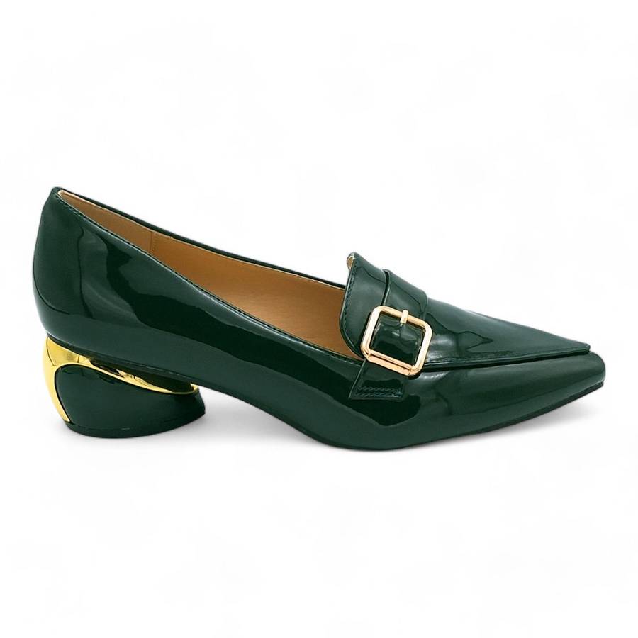 TTP Women Round Heel Point Toe Courts with Buckle Decor on Vamp JSF86