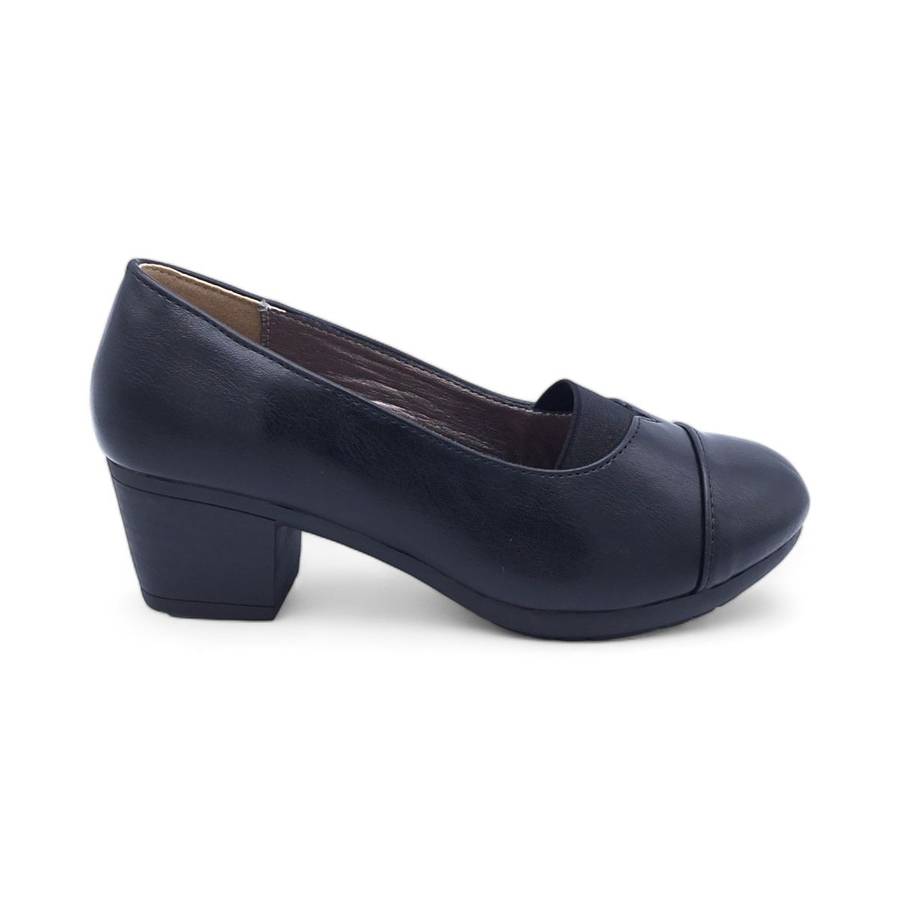 TTP - Women's Classic Block Heel Courts with Elasticated Vamp Edge - HT3802