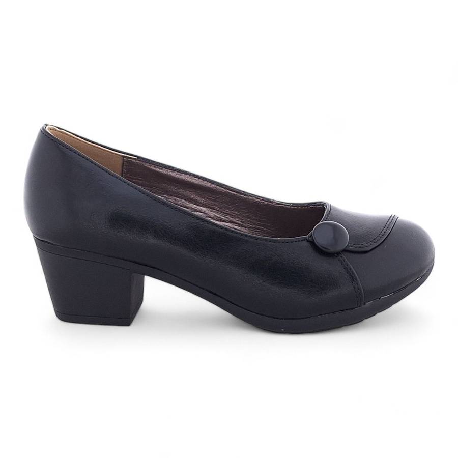 TTP Women's Classic Block Heel Courts with Vamp Wrap Closure Detail HT3806
