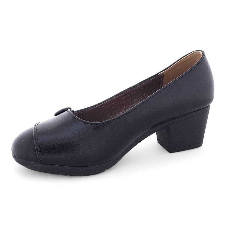 TTP Women's Classic Block Heel Courts with Vamp Wrap Closure Detail HT3806