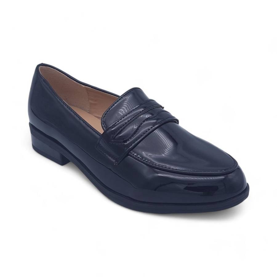 TTP Women's Patent Slip On Loafers with Decor on Vamp JSF76