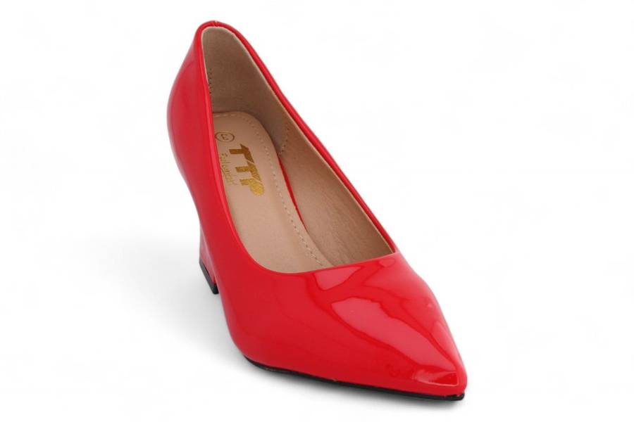 TTP Women Patent PU Rectangular Flare Block Heel Courts JSF98