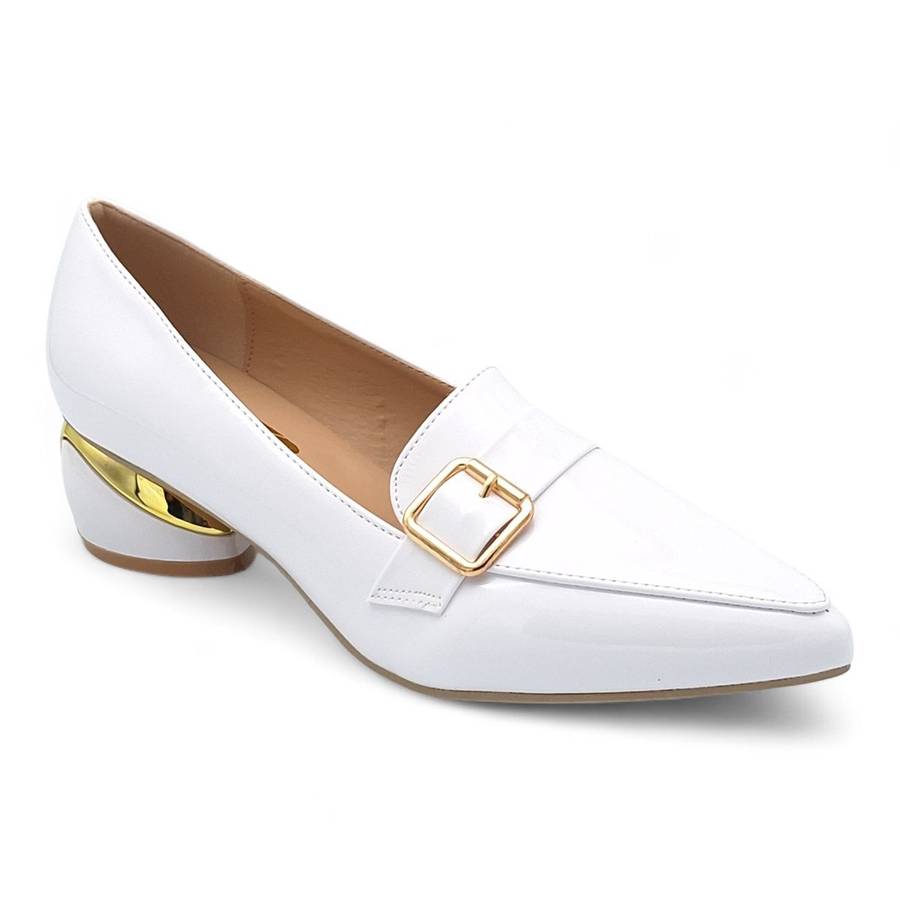 TTP Women Round Heel Point Toe Courts with Buckle Decor on Vamp JSF86