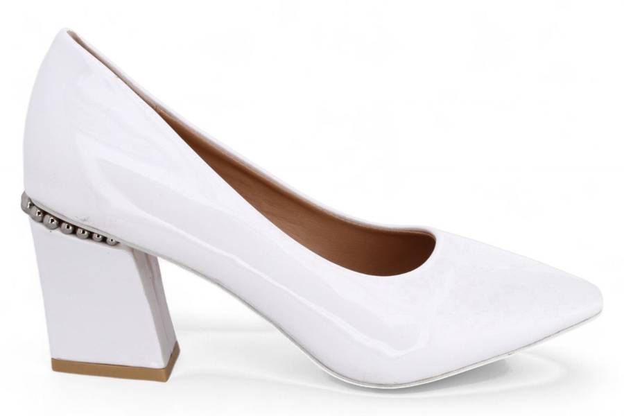 TTP Women Patent PU Rectangular Flare Block Heel Courts JSF98