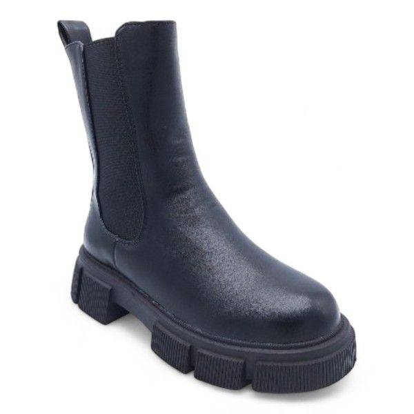 Women Platform Ankle Boots with Side Zipper and Elastic Panel XB231212