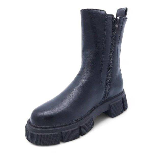 Women Platform Ankle Boots with Side Zipper and Elastic Panel XB231212
