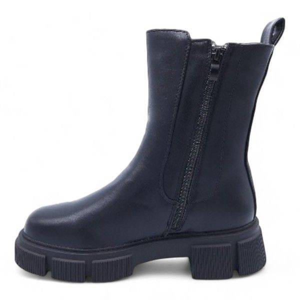 Women Platform Ankle Boots with Side Zipper and Elastic Panel XB231212