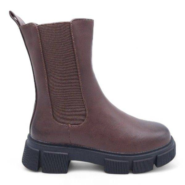 Women Platform Ankle Boots with Side Zipper and Elastic Panel XB231212