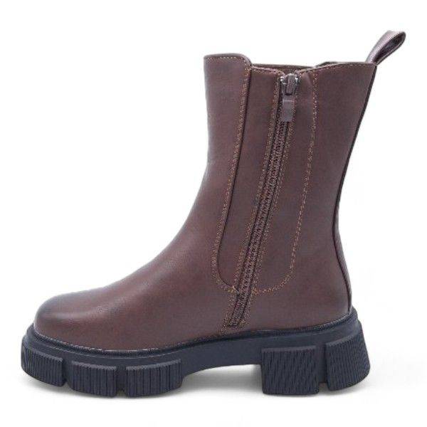 Women Platform Ankle Boots with Side Zipper and Elastic Panel XB231212