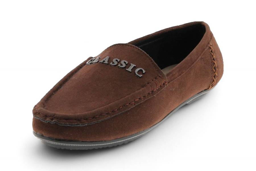 TTP Men's Suede Moccasin with Metal Classic Decor on Vamp