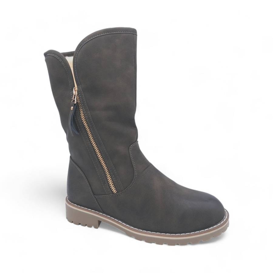 Fashion Mid-Calf Boots with Side Zipper - XB8208