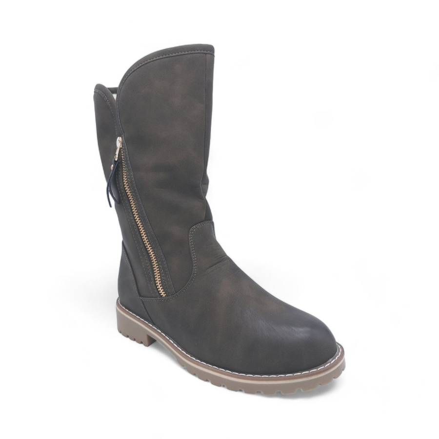 Fashion Mid-Calf Boots with Side Zipper - XB8208