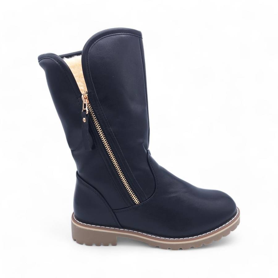 Fashion Mid-Calf Boots with Side Zipper - XB8208