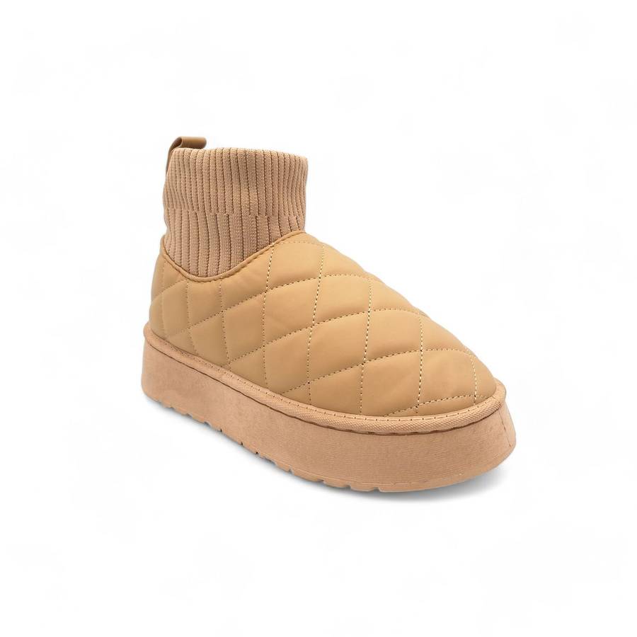 TTP Women's Platform Fur Lined Boots with Elasticated Pull On Opening XBG6
